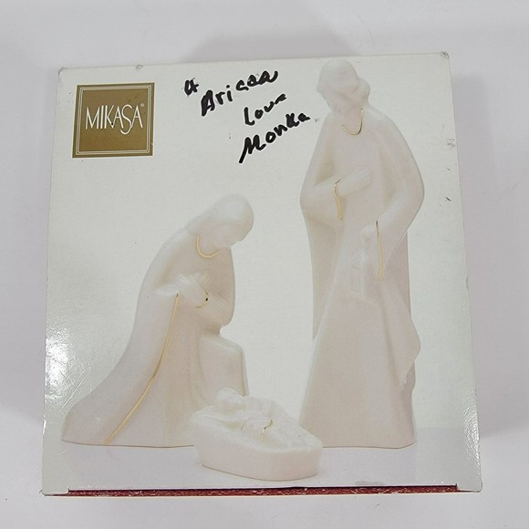 Mikasa Holy Night Nativity Set Porcelain Christmas 3 Piece Set Vintage w Box - Picture 11 of 13
